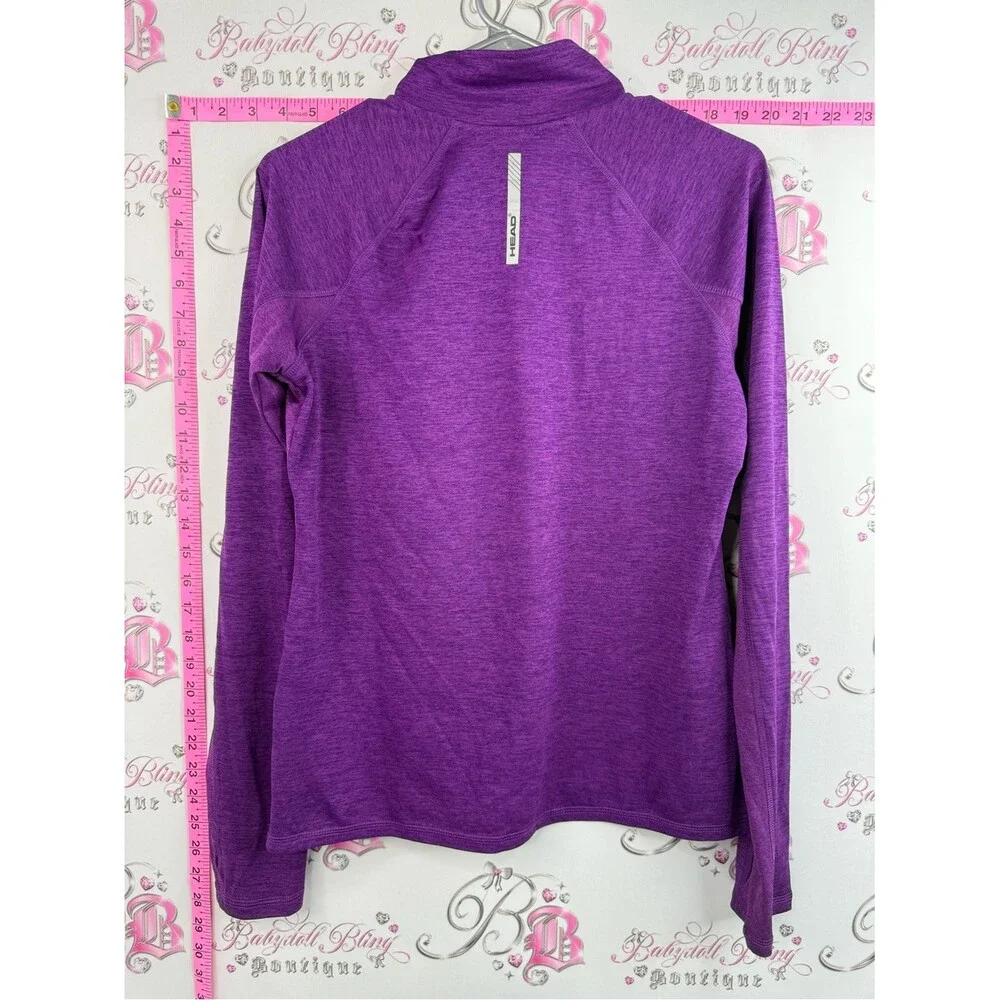 Head sweater bright Purple Half-Zip Pullover stretchy soft long sleeve shirt - Picture 2 of 12